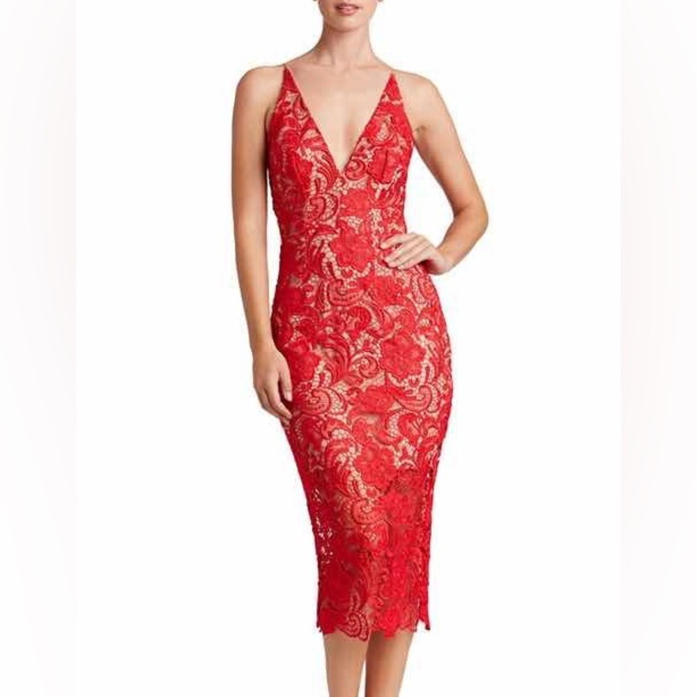 Dress the Population Red midi dress